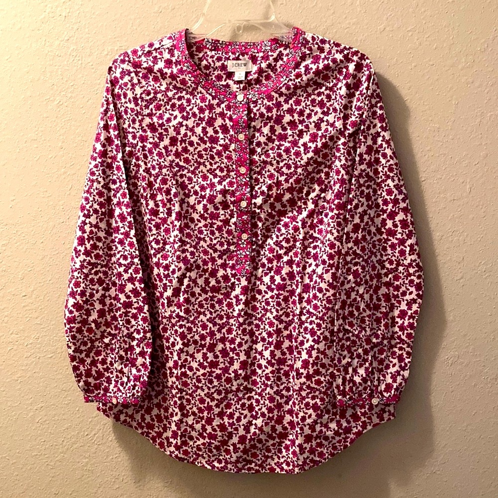 ThredUP: J. Crew Print Popover Button Down Henley with Long Sleeves